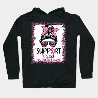 Support Squad Breast Cancer Awareness Messy Bun Leopard Pink Hoodie